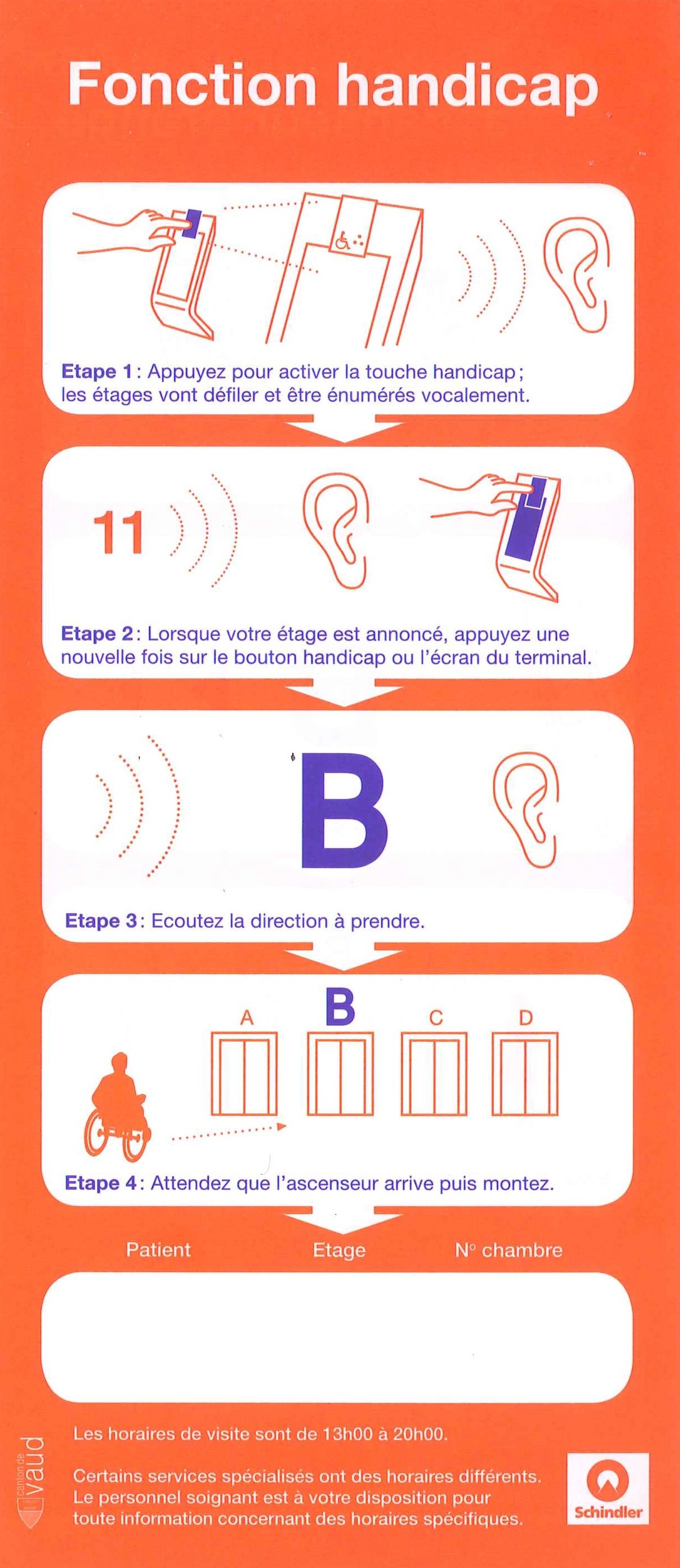 Brochure d'utilisation des ascenseurs oranges